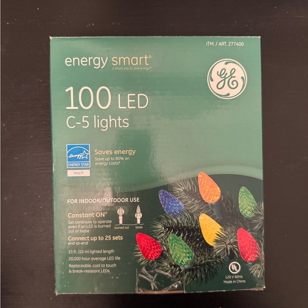 Energy Smart 100 LED C-5 String Lights - Red, Green, Yellow $20 each
